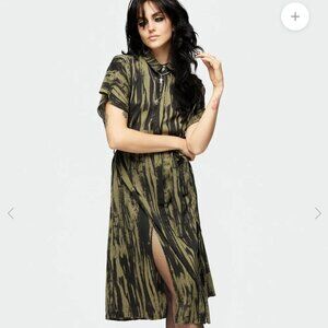 Hegemone Tie Waist Midi Shirt Dress